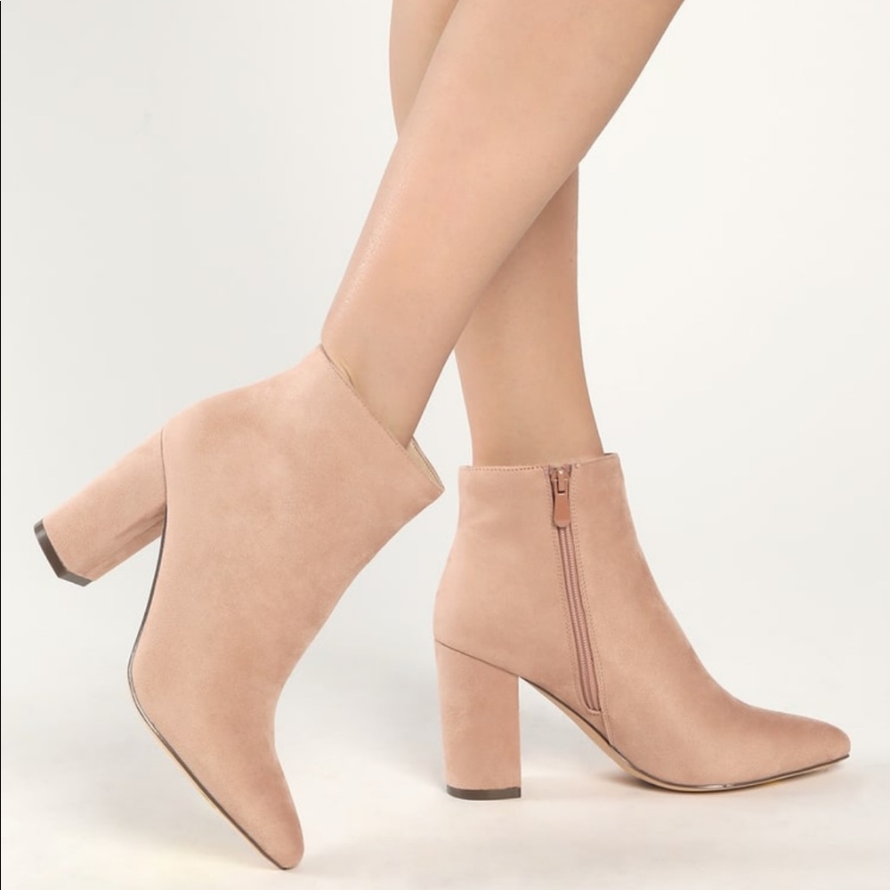 Ottava Light Nude Suede High Heel Booties
